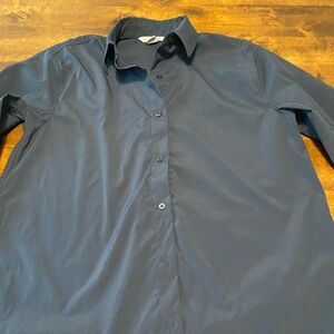 Athlete Dark Blue Navy Button Down Work Shirt XS TP Polyester